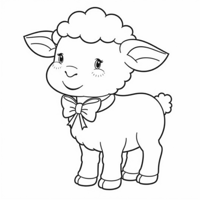 A Lamb With A Bow Coloring Page