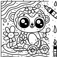 A Cute And Easy Color By Number With Many Sections... Coloring Page