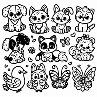Cute Color By Number Without Number Animals Coloring Page