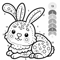 Cute Color By Number Bunny Easy Coloring Page