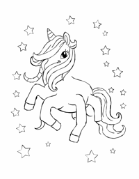 A Unicorn With A Rainbow Mane And Tail Surrounded... Coloring Page