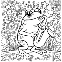 Please Create An Image Of A Frog Playing The... Coloring Page
