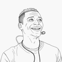 A Man With A Microphone On His Neck Is Smiling. Coloring Page