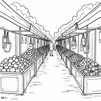 Small Market Coloring Page