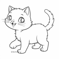 Cute Cat Walking Coloring Page