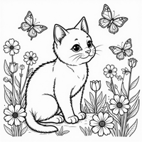 Cute Cat Walking Coloring Page