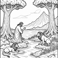 A Religious Scene Featuring A Figure In Prayer... Coloring Page