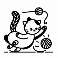 A Playful Cat Coloring Page