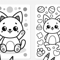 Playful Cat For Kid Coloring Page