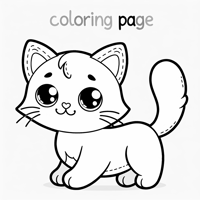 Playful Cat For Kid Coloring Page