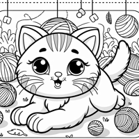 Playful Cat For Kid Coloring Page