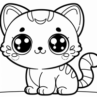 Shy Cat Coloring Page