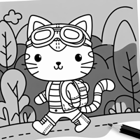 Adventurous Cat For Preschoolers 15 Years Coloring Page