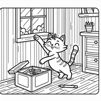 Mischievous Cat Coloring Page