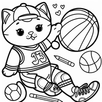 Athletic Cat Coloring Page For Kids With Thick... Coloring Page