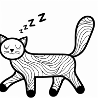 Sleepwalking Cat Coloring Page