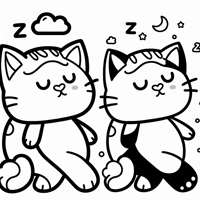 Sleepwalking Cat Coloring Page