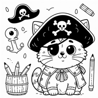 Pirate Cat Coloring Page