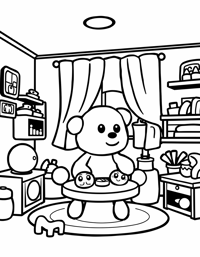 It Shows A Toy Room With A Colorful Parachute... Coloring Page