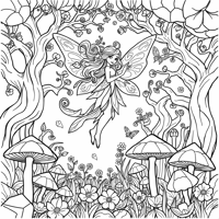 Beautiful Fairy In An Enchanted Forest Coloring Page