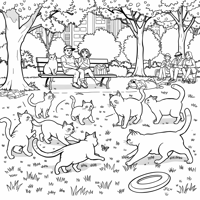 Cats Going Wild Coloring Page
