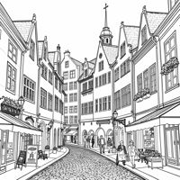 Create Gamla Stan Old Town With Cobbled Streets Coloring Page