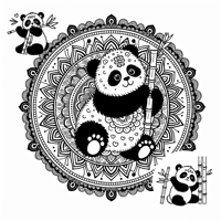 Cuddly Panda Design A Mandala With The Pandas... Coloring Page