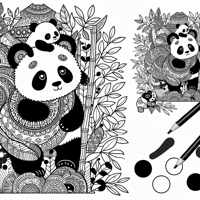 Cuddly Panda Design A Mandala With The Pandas... Coloring Page