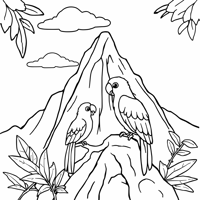Rainbow Over The Mountain With A View Of Dense... Coloring Page