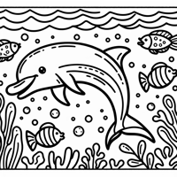 Dolphin Jumping With Fish Coloring Page