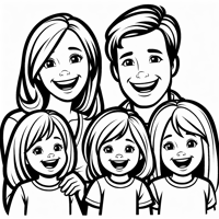 Blonde Dad Mom And Two Daughters Laughing Coloring Page