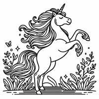 Majestic Unicorn Rearing Coloring Page