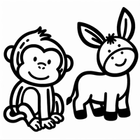 Monkey Donkey Coloring Page