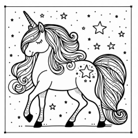 Adult Unicorn With Stars On Its Butt Coloring Page