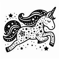 Unicorn With Stars On Its Butt Running Coloring Page