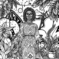 A Black Woman With Braids Wearing Glasses Coloring Page