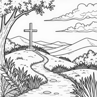 Catholic Relaxation Cross No People Coloring Page