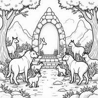 A Group Of Animals From Different Parts Of The... Coloring Page