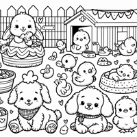 Cute Baby Animals At Daycare Playing Coloring Page