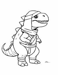 A Stegosaurus Wearing A Ninja Costume Coloring Page