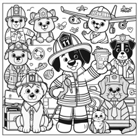 Marshall Of Paw Patrol With His Friends Coloring Page