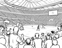 A Professional Soccer Game With Players In Action Coloring Page