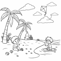 Create A Cheerful And Vibrant Scene Featuring A... Coloring Page