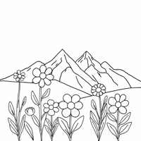 Draw A Field Of Flowers With A Backdrop Of... Coloring Page