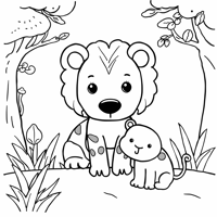 Draw A Safari Scene With Different Wild Animals... Coloring Page