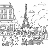 Eiffel Tower Paris Coloring Page