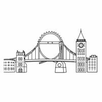 London UK Big Ben Tower Bridge And The London Eye... Coloring Page