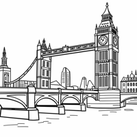 London UK Big Ben Tower Bridge And The Coloring Page
