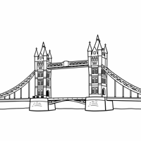 London UK Tower Bridge Coloring Page