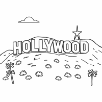 Los Angeles Hollywood Sign Coloring Page